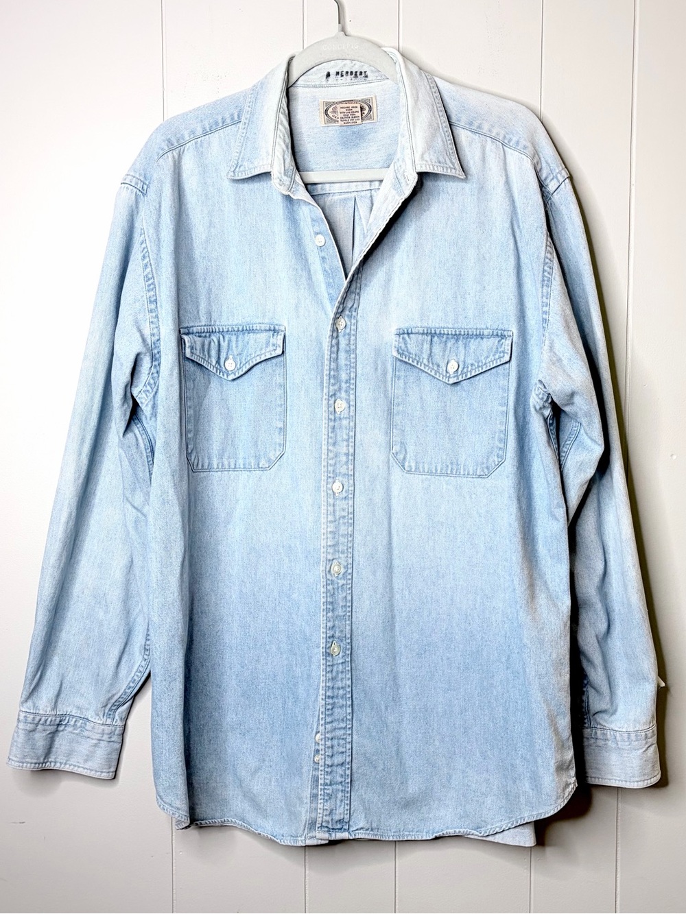Abercrombie & Fitch 90s Vintage Light Wash Blue Denim Button Down Shirt Large
